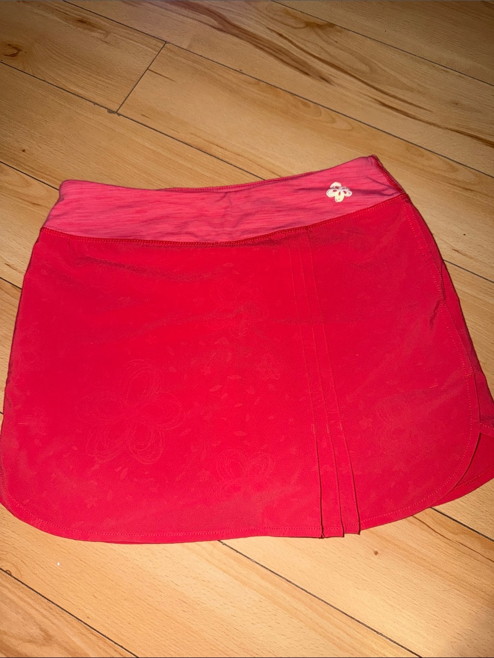 Tuff Athletics Red Mini Skort with Pink Waistband